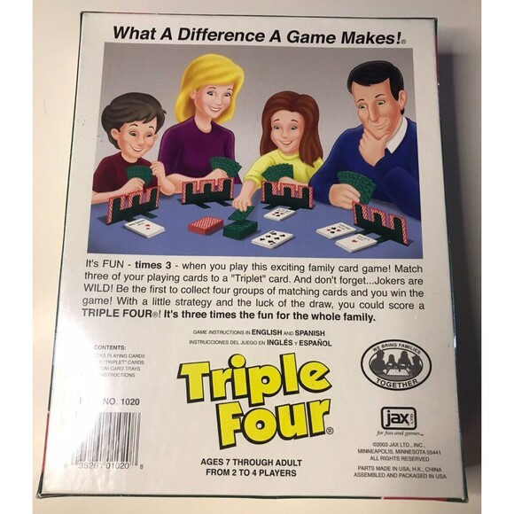 New Triple Four Family Card Game Factory Sealed 2003 Jax Makers of Sequence - Picture 3 of 5